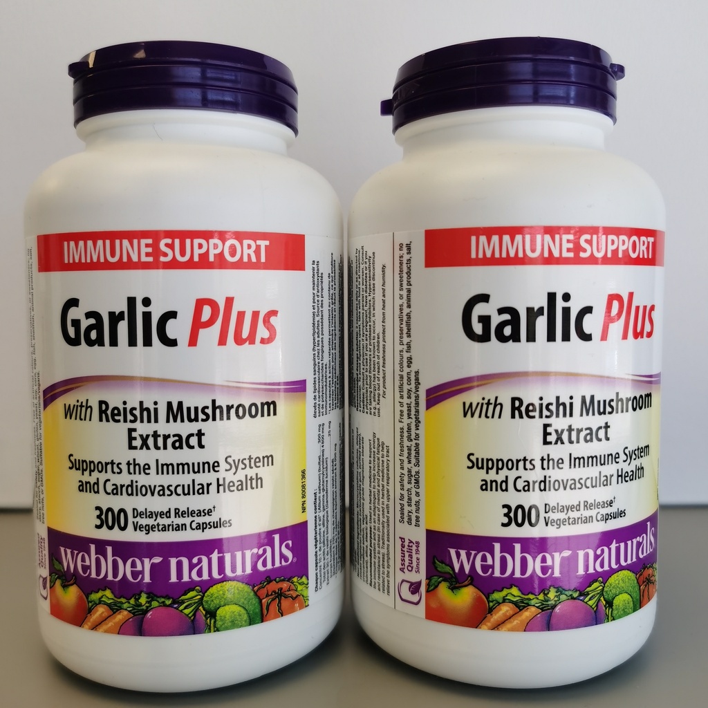 [DG0071] Webber naturals Garlic Plus 大蒜灵芝精华胶囊300粒*2  两瓶装