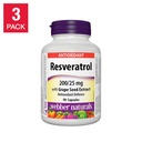 [DG0265] Webber Naturals 韦伯Resveratrol 白藜芦醇胶囊90粒*3瓶